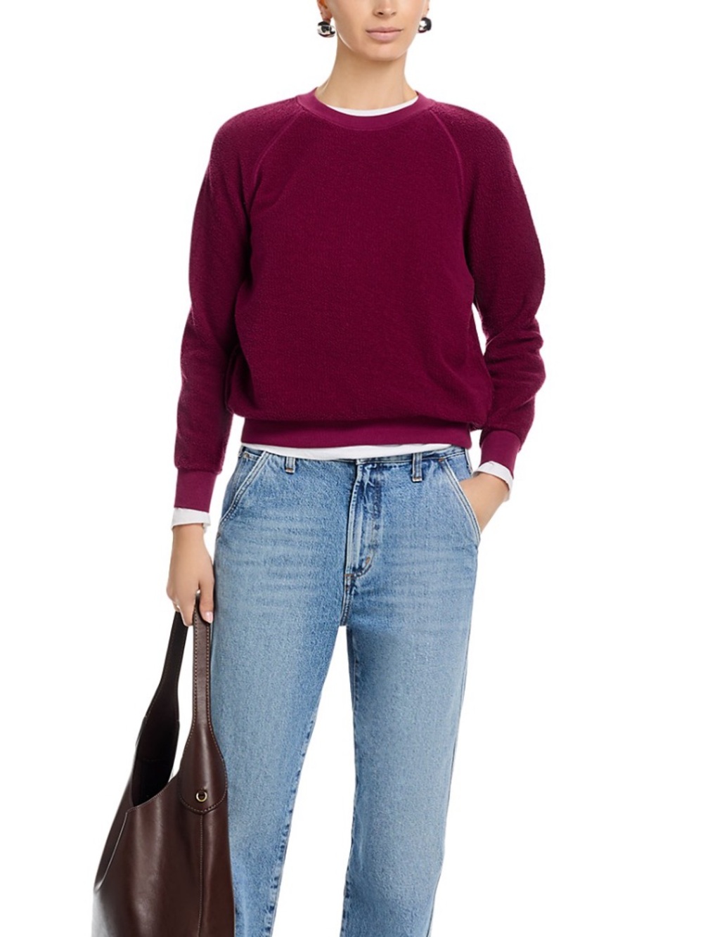 NWT PerfectWhiteTee Ziggy 100% Cotton Sweatshirt Size XS Burgundy